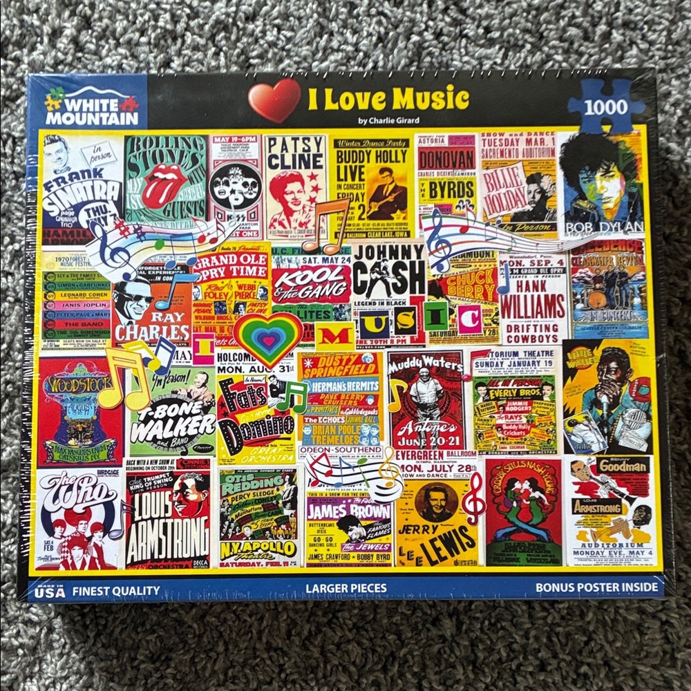 White Mountain I Love Music Puzzle - Vibrant Multicolor
